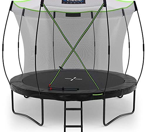 KINETIC SPORTS Trampolin Outdoor 305 cm 'Ultimate Pro' – TÜV GS-geprüft, Designed in Germany, Fiberglas Netzstangen, AirMAXX Technologie, Premium Gartentrampolin Kindertrampolin, Schwarz
