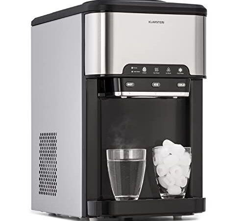 Klarstein Eiswürfelmaschine für Zuhause Camping Gastro, Schnelle Mini Eiswürfelmaschine Klein, Profi Eismaschine für Große Kleine Klare Eiswürfel, Selbstreinigend mit 3L Eiswürfelbehälter, 20kg/24h