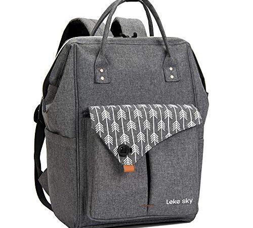 Lekesky Rucksack Damen Schultasche mit Laptopfach & Anti Diebstahl Tasche, 15.6 Zoll Laptop Rucksack Arbeitsrucksack Daypack(Grau)