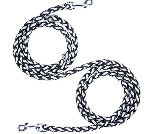 Lovebay Reflektierende Hundeleine, Geflochten Doppelleine Multifunktional, 4-Fach verstellbar Joggingleine, 2,5m lang, 10mm Durchmesser für kleine/mittlere/große Hunde, Nylon