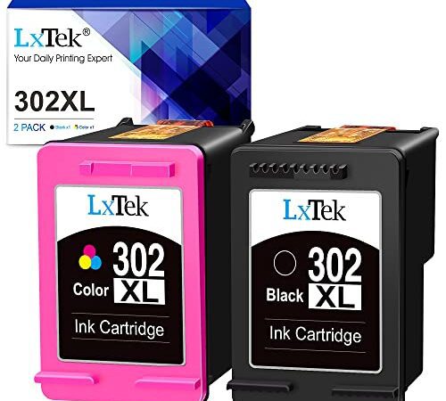 LxTek 302 XL Multipack Wiederaufbereitet Tintenpatrone Kompatibel für HP 302 Druckerpatronen 302XL für Envy 4525 4527 4520 Officejet 3831 3830 5230 5220 DeskJet 3630 2130 3636 (1 Schwarz, 1 Farbe)