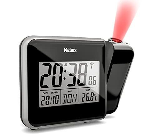 Mebus Funk-Wecker mit Projektion und Thermometer Kunststoff Schwarz normal 42425