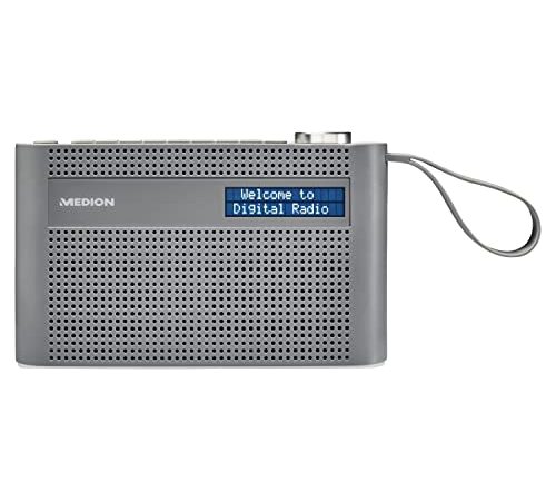 MEDION P66007 tragbares DAB+ Radio (DAB Plus, UKW, Bluetooth, 60 Senderspeicher, dimmbares Display, integrierter Akku, Teleskopantenne) grau