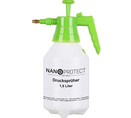 Nanoprotect Handsprüher 1,5 Liter | Drucksprüher mit Verstellbarer Messingdüse | Pumpsprüher | Gartenspritze