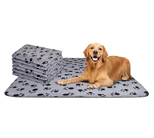 Nobleza - 6 x Hundedecke Weiche Fleecedecke Waschbare Deck für Haustier Hunde Katzen Welpen Weiche Warme Matte, Grau, 75 * 75 cm