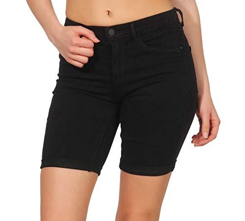ONLY Damen Jeans Shorts Rain Mid Kurze Hose schmales Bein 15176847 Black S