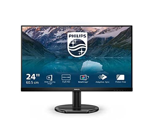Philips 242S9JML - 24 Zoll Full HD Monitor, höhenverstellbar, Laustprecher (1920x1080, 75 Hz, VGA, DVI, HDMI, DisplayPort, USB Hub) schwarz