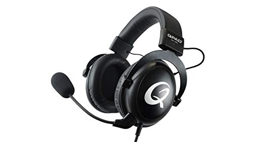 Qpad QH-95 Pro Gaming Premium Headset, Kopfhörer für PC, Playstation 4 PS4, Nintendo Switch, Xbox One, Mobile Geräte, 53 mm Stereo Sound & 7.1 Surround Sound (Computer) mit USB Soundkarte, Schwarz