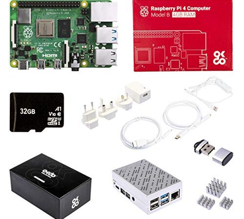 Raspberry Pi Bundle: Raspberry Pi 4 4GB + Gehäuse + Netzteil + Kabel