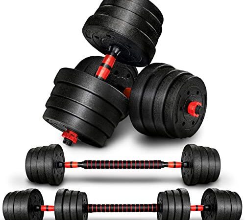 RE:SPORT 2 in 1 Hanteln Set 30 kg | Hantelset verstellbar | Kurzhantel & Langhantel | Sternverschlüsse & Verbindungsrohr