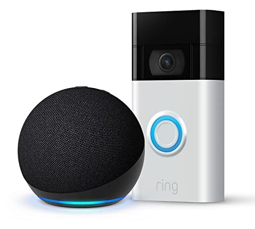 Ring Video Doorbell von Amazon, Nickel Matt, Funktionert mit Alexa + Echo Dot (5. Generation, 2022), Anthrazit - Smart Home-Einsteigerpaket