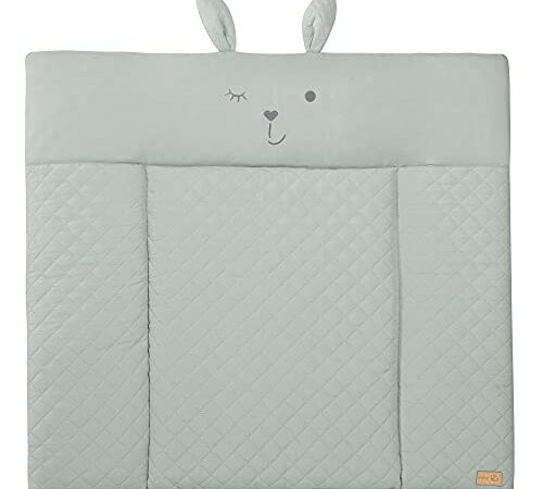 roba Wickelauflage soft roba Style - 85 x 75 cm - Wickeltischauflage abwaschbar - Baby Wickelunterlage mit Hasen Motiv - Lil Cutie Lily - Frosty Green