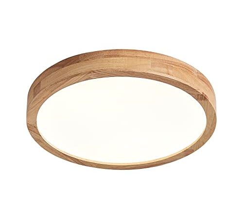 Schindora Holz LED Deckenleuchte, 21 W, Neutralweiß, 4500 K, 1600 lm, Runde Holz-Deckenleuchten Ø30 cm, Für Lounge, Wohnzimmer, Küche, Esszimmer, Flur, Zuhause, Büro, Kinderzimmer
