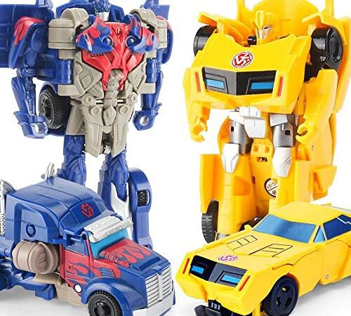 SFODTN Figuren Transformers, 2 Stück Autos Transformers Ornamente, Transformers Figuren Bumblebee Cars Actionfigur Auto Kuchendekoration Spielzeug Hause Tisch Dekorationen