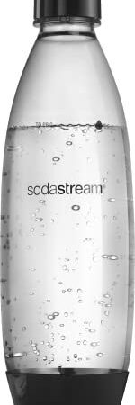Sodastream - Wiederverwendbare Kunststoff-Wasserflasche zum Ausgasen, 1 l, BPA-frei, spülmaschinenfest, schwarz