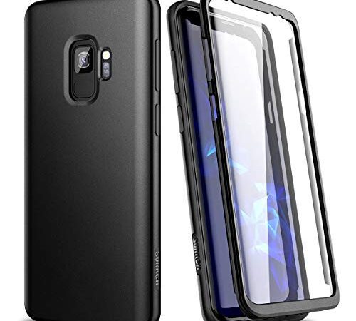 SURITCH Kompatibel mit Samsung Galaxy S9 Hülle 360 Grad Hüllen mit Integriertem Displayschutz Silikon Komplettschutz Handyhülle Schutzhülle für Samsung Galaxy S9 Schwarz