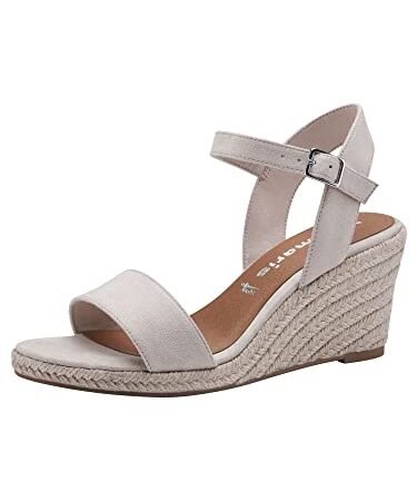 Tamaris Damen Sandaletten, Frauen Sandalen,TOUCHit-Fußbett,hoher Absatz,Sommerschuhe,Freizeitschuhe,offene Schuhe,Strandschuhe,Nude,39 EU