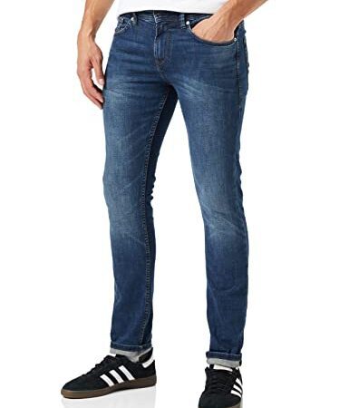 TOM TAILOR Denim Herren Jeans 202212 Piers Slim, 10282 - Dark Stone Wash Denim, 34W / 32L