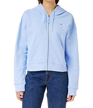 Tommy Hilfiger Damen Hoodie mit Reißverschluss 1985 Terry Zipper, Blau (Vessel Blue), XL