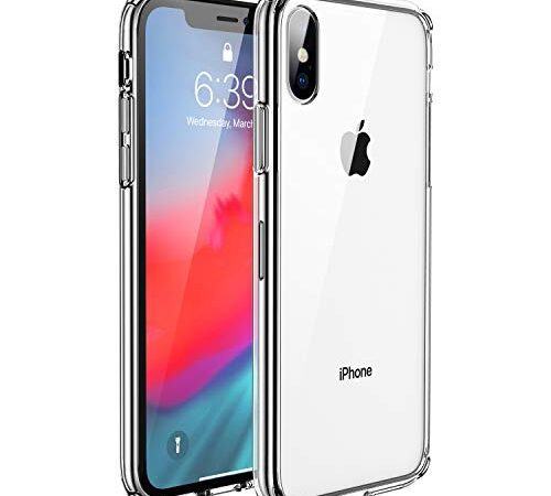 UNBREAKcable Kompatibel mit iPhone X Hülle, iPhone XS Hülle - Crystal Clear [Antirutsch & Fallschutz] Handyhülle iPhone X/XS, Hartplastik Rückseite & Weich Silikon Bumper Case, Schutzhülle