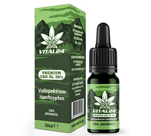 VITAL24 CBD-ÖL 35% mit 30ML - Vollspektrum Hanföl Tropfen - Cannabidiol - Cannabisöl - Vital CPD Cannabis+ Oil - 35 Prozent CBD Öl