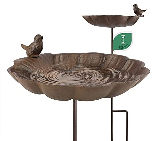 wildlife friend Vogeltränke stehend - Garten groß Gusseisen frostsicher Wasserschale - 63 cm