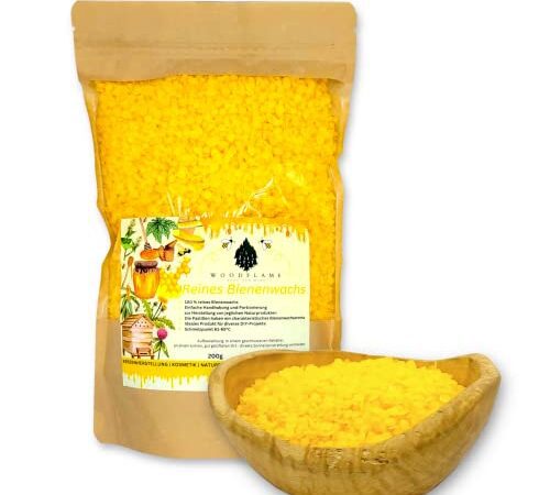 Woodflame Bienenwachs Pastillen | Deutsche Qualität | 200g | natürlich Bio | Perfekt geeignet für Kosmetikprodukte, Bienenwachstücher, Seife, Holzpolitur und Kerzenherstellung…