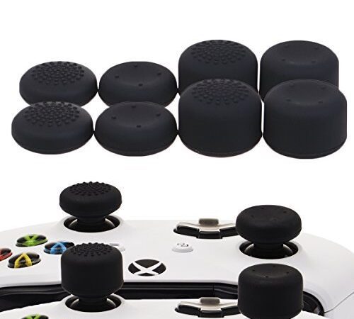YoRHa Professionelle Aufsätze Daumengriffe Thumb Grips Thumbstick Joystick Cap Cover (schwarz) Extra Hoch 8 Stück Pack für Xbox One, Xbox One X, Xbox One S, Switch PRO Controller