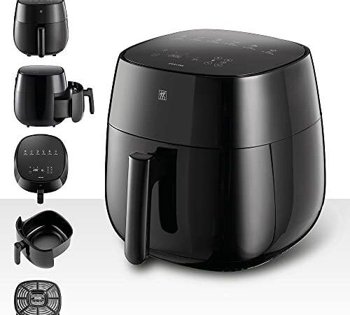 ZWILLING Air Fryer / Heißluftfritteuse, 4 L, 6 Programme, 1.400 Watt, Frittieren, Garen und Backen ohne Fett, inkl. Rezeptbuch, Schwarz