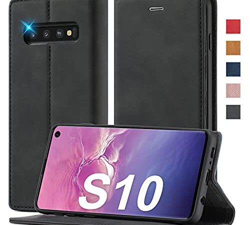 2022 Upgraded Handyhülle für Samsung Galaxy S10 Hülle Leder [Standfunktion] [Kartenfach] Klapphülle Flip Case Magnetisch Klapphülle Wallet Lederhülle Cover Klappbar Schutzhülle für Samsung S10 Hülle
