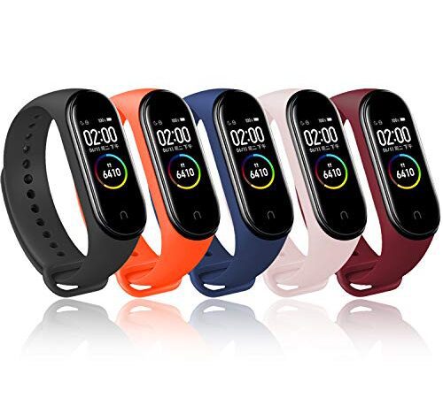 BANGTING 5 PCS Ersatzarmband Kompatibel mit Xiaomi Mi Band 3/4 Armband, Silikon Ersatzbänder für Mi Band 4 Smart Armband Miband 3 Armbänder Strap