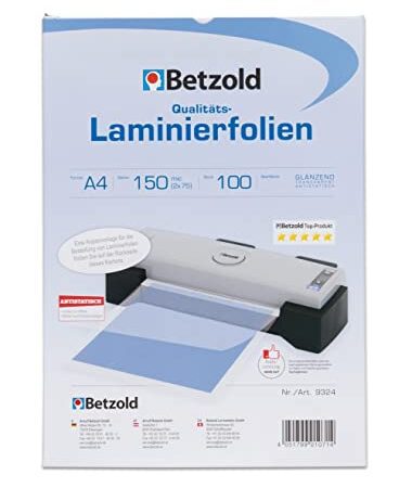 Betzold - Laminier-Folien A4 100 Stück - Laminier-Taschen Folier-Folien