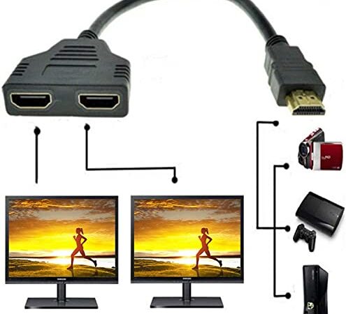 BHW HDMI Kabel Splitter, 1080P HDMI Stecker auf Dual HDMI Buchse, 1-auf-2 Wege Splitter Kabel Adapter Konverter