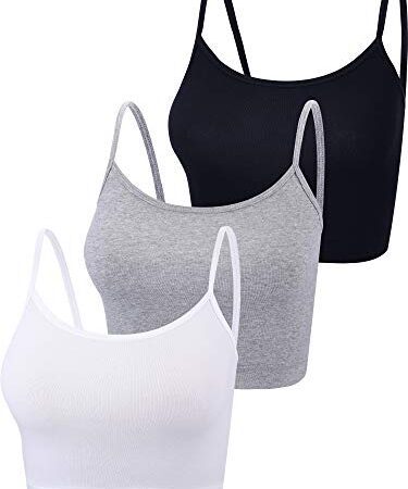 Boao 3 Stück Spaghetti Gurt Tank Leibchen Top Crop Tank Top für Sport Yoga Schlafen (Farbe Set 1, S)