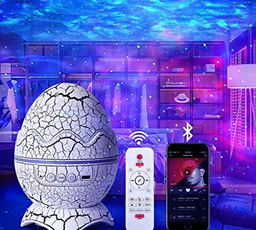 Dinosaurier Ei Galaxie Sternenhimmel Projektor mit Drahtlosem Musikplayer, Sternenprojektor Nachtlicht mit Weißem Rauschen,Nebel,Timer & Fernbedienung Beste Geschenk für Kinder/Erwachsene Schlafzimmer