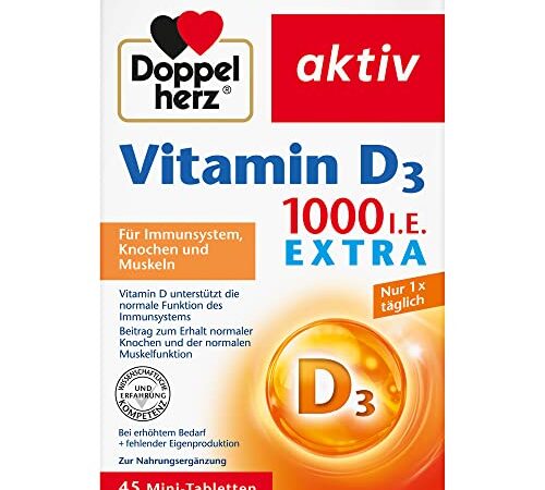 Doppelherz Vitamin D 1000 – Mit Vitamin D als Beitrag zur normalen Funktion des Immunsystems – 45 Tabletten