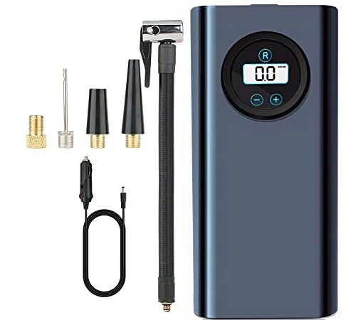 Entenmann's Luftpumpe, Elektrischer Kompressor, Tragbare Fahrradpumpe, Akku-Kompressor Mit Digitalanzeige und Notbeleuchtung, Luftpumpe für Auto, Motorrad, Fahrrad, Bälle (Autostop-Funktion, LED)