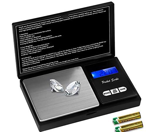 Feinwaage 500g/0.01g Grammwaage Goldwaage Taschenwaage Präzisionswaage Digitalwaage 0.01g mit LCD-Anzeige und Tara-Funktion 7 Einheiten Milligramm Waage (Einschließlich 2 Batterien)