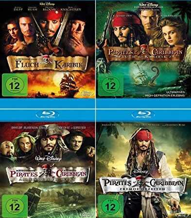 Fluch der Karibik 1 - 4 (Pirates of the Caribbean) Collection | [4er Blu-ray-Set] Keine Box