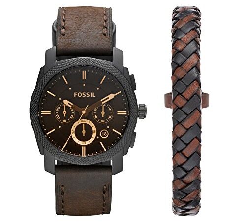 FOSSIL Herrenuhrenmaschine, 42mm Gehäusegröße, Quarz-Chronographenwerk, Echtlederarmband