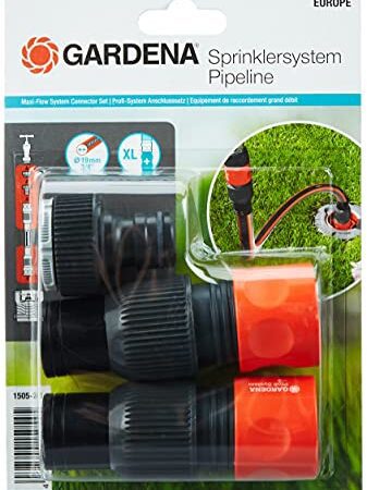 Gardena Proﬁ-System Anschluss-Satz: Zubehör für den Anschluss von Pipeline und Sprinklersystem an den Wasserhahn, für höhere Durchﬂussmenge und weniger Druckverlust (1505-23)