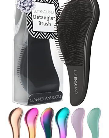 Haarbürste ohne Ziepen | Die Perfekte Bürste für Locken, Dickes, Dünnes, Langes, Kurzes oder Glattes Haar | Entwirrbürste für Damen und Kinder in Edlem Schwarz, Lily England