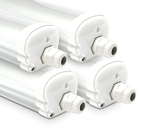 HOFTRONIC - 4er Pack LED Feuchtraumleuchte 150cm IP65-48W 5760 Lumen - 4000K Neutralweiß - Verknüpfbar - Kellerleuchte, Nassraumleuchte - Feuchtraum Wannenleuchte