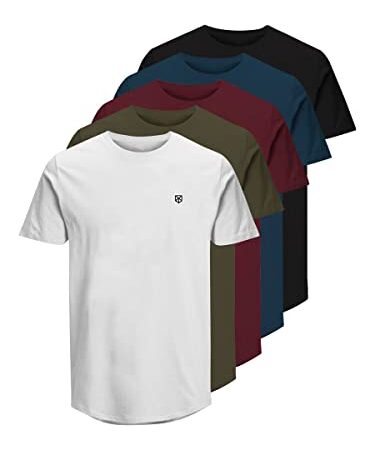 JACK & JONES Herren Jprblabrody Tee Crew Neck 5pk Mp T Shirt, Navy Blazer, L EU