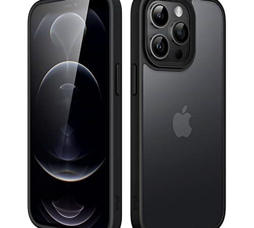JETech Matt Hülle für iPhone 12 Pro Max 6,7 Zoll, Stoßfest Militärstandard FallSchutz Handyhülle, Mattierte Durchscheinende Rückseite Schutzhülle, Anti-Fingerabdruck (Schwarz)