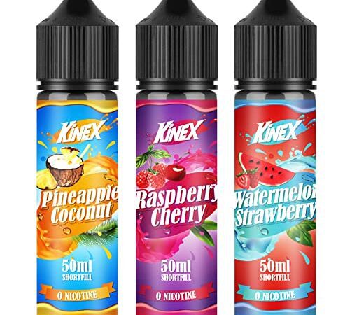 KINEX E Liquid Ohne Nikotin, 3x50ml Shortfill E Zigarette Liquid, 70 VG /30 PG Fruchtiger Geschmack Vape Liquid, E Liquid Set