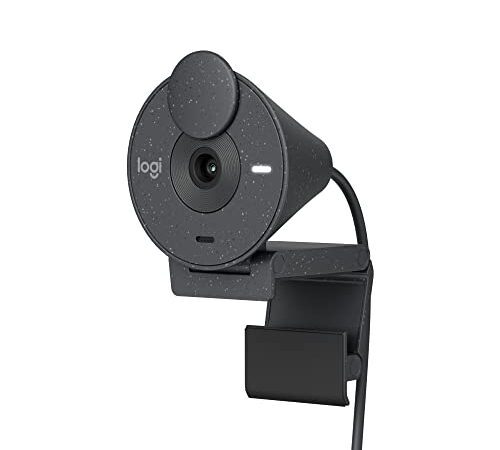 Logitech Brio 300 Full HD-Webcam mit Sichtschutz, Mikrofon mit Rauschunterdrückung, USB-C, Zertifiziert für Zoom, Microsoft Teams, Google Meet, Automatische Lichtkorrektur - Graphit