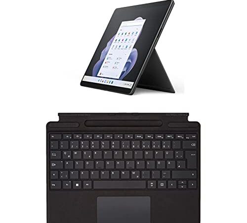 Microsoft Surface Pro 9 (2022), 13 Zoll 2-in-1 Tablet/Laptop (Intel Core i7, 16GB RAM, 256GB SSD, Win 11 Home) Graphit, Powered by Intel Evo Plattform + Pro 8/9 / X Signature Keyboard Schwarz