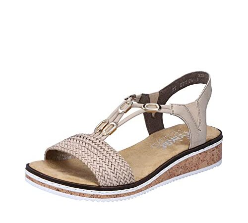 Rieker Damen Sandalen V3662-62 beige Gr. 41