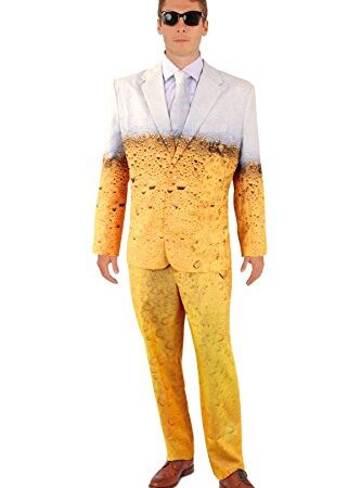 shoperama Lustiger Bier Anzug mit Krawatte Herren Kostüm Sakko Jackett Hose Karneval Party, Größe:58